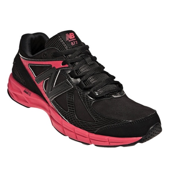 NEW BALANCE 877 WALKING SHOE BLACK & PINK SIZE 8.5 - Picture 1 of 16